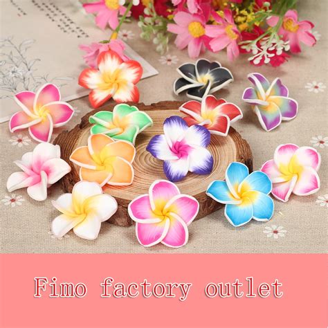 10pcs 30mm Polymer Clay Plumeria Frangipani Rubra Flower Beads For