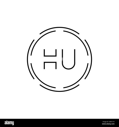 Hu Logo Design Vector Template Initial Circle Letter Hu Vector