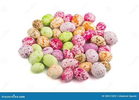 Pile Of Multicolored Chocolate Candies Isolated On White Background