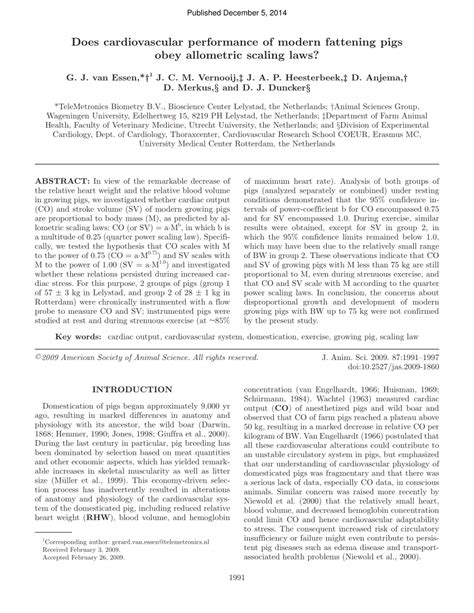 Pdf Does Cardiovascular Performance Of Modern Fattening Pigs Obey