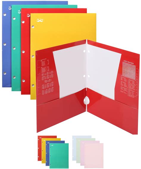 Buy Mr. Pen- Pocket Folders, 4 Pocket, 4 Pack, Vibrant Colors, Folders with Pockets 3 Hole ...