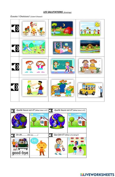 Les Salutations Interactive Worksheet For Beginner You Can Do The