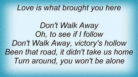 Pat Benatar Don T Walk Away Lyrics Youtube