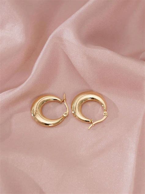 2 Pairs Of Thick Gold Hoop Earrings Set Womens 24k Gold Plated Allergy