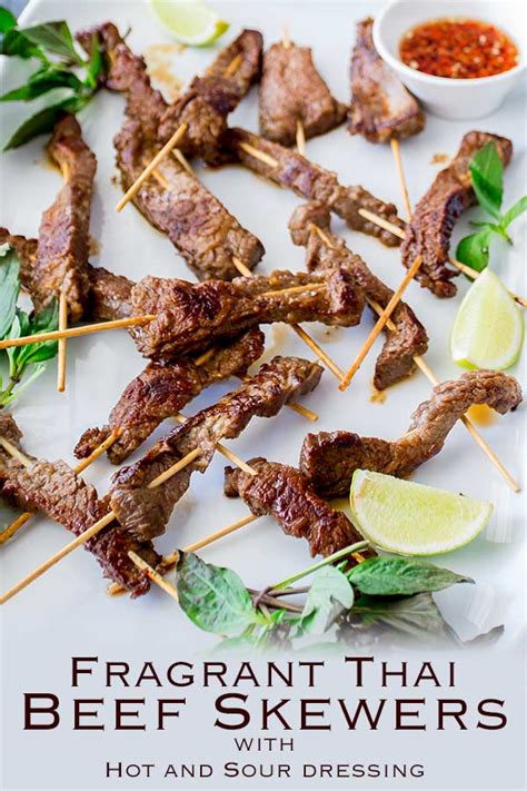 Thai Beef Skewers With Hot And Sour Dressing Sprinkles And Sprouts