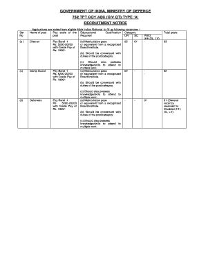 Fillable Online Government Of India Ministry Of Defence 752 Tpt Coy Asc