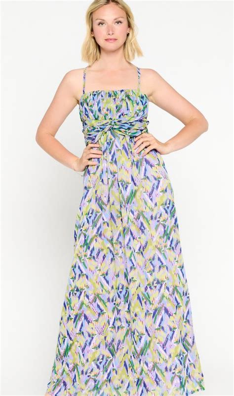 Lola Liza Maxi Jurk Met Ikatprint Turquoise Maat Bol