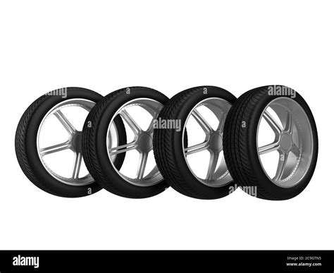 Car Wheels Isolated On White Background 3d Rendering Stock Photo Alamy