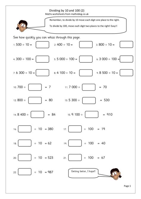 Dividing By 10 And 100 Worksheet For 3rd 4th Grade Lesson Planet