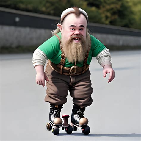 dwarf with down syndrome on rollerskates - Arthub.ai
