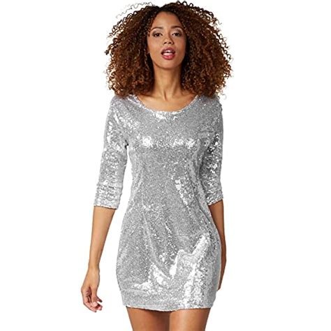 Paillettenkleid Silber Damen Kleider