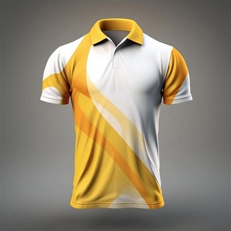 Premium Photo Yellow And White Abstract Line Design On Modern Polo Tshirt