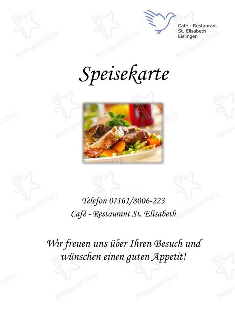 Speisekarte Von Cafe Restaurant St Elisabeth Eislingen Fils