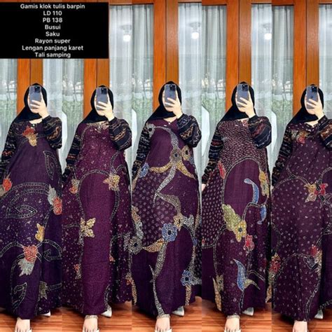 Jual Gamis Batik Klok Tulis Barpin Asli Solo Lengan Panjang Karet Ld