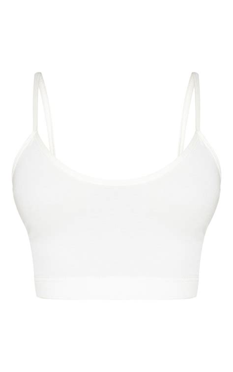 Shape White Cotton Strappy Crop Top Curve Prettylittlething