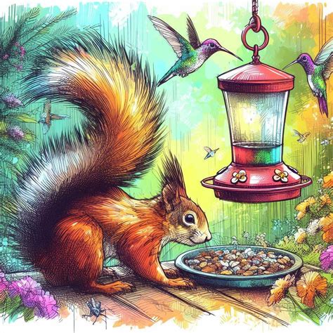 Solve Squirrel Hummingbirds Resizable 9 To 306 Pieces Jigsaw Puzzle