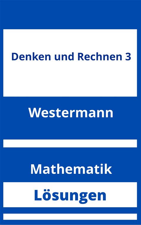 Denken Und Rechnen L Sungen Arbeitsheft Westermann