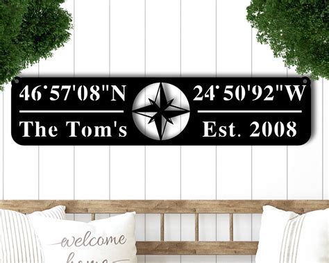 Custom Metal Gps Coordinates Sign Longitude Latitude Sign Etsy