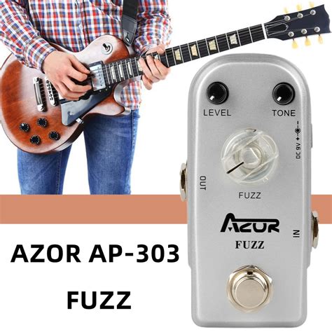 Azor Ap303 Fuzz Guitar Effect Pedal With Level Tone Knob True Bypass Metal Shell Aluminum Alloy