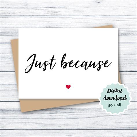 Just Because Card PRINTABLE Blank Card Thank You Card Minimalist