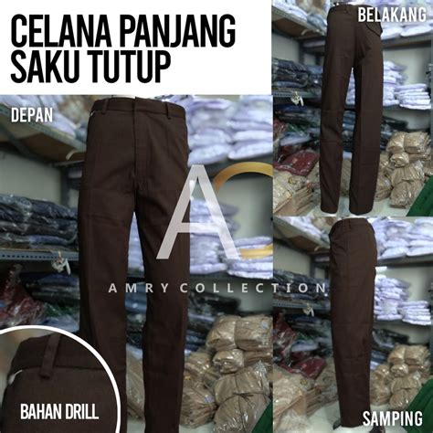 Jual Celana Panjang Smpsma Dewasa Hitam Dan Cokelat Pramuka Saku