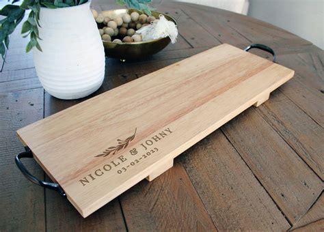 Personalized Wooden Serving Tray Custom Engraved Serving Tray Wooden