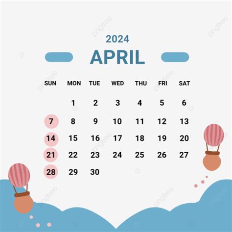 Monthly Calendar April 2024 April 2024 Pastel Color Calendar 2024