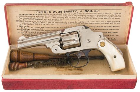 Smith And Wesson Third Model 38 Safety Hammerless Double Action Revolver With Box And Pearl Grips