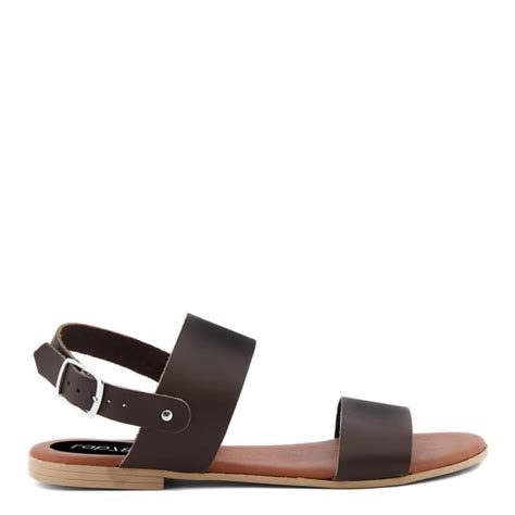 Brown Double Strap Flat Sandal Brandalley