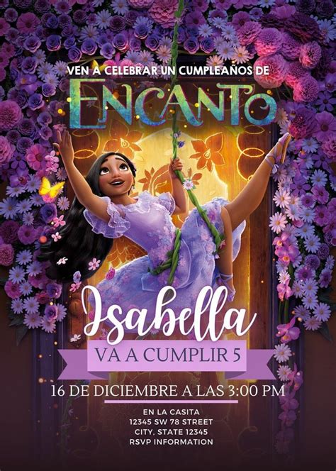 Isabela Madrigal Encanto Birthday Invitation Encanto Party Invitation