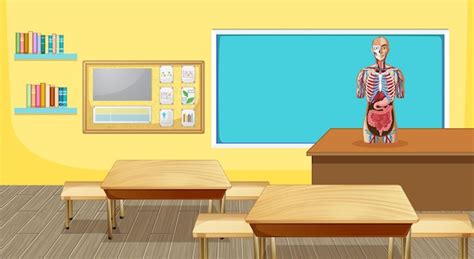 Free Vector Classroom Interior Design With Furniture And Decoration