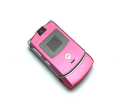 Motorola V3 Razr Sim Free Unlocked Mobile Flip Phone Pink - Baxtros