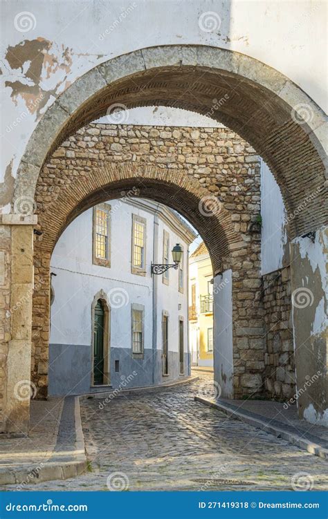 One Of 4 Entrances To The Old Town In Faro Algarve Portugal Stock