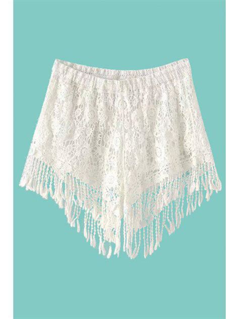 2018 White Lace Elastic Waist Shorts In White One Sizefit Size Xs To M Zaful