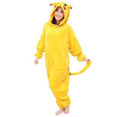 Anime Pokemon Pikachu Yellow Adult Unisex Onesie Women Men Ladies Cos