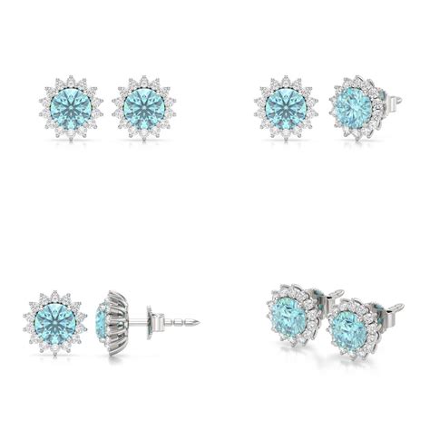 Boucles D Oreilles Aden Or Blanc Aigue Marine Et Diamant Grs Maty