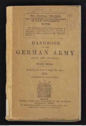 Handbook of the German Army (Home and Colonial) Fourth Edition 1912 ...