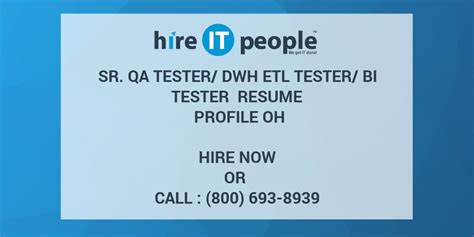 Sr QA Tester DWH ETL Tester BI Tester Resume Profile OH Hire IT