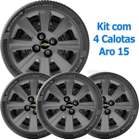 Kit 4 Calota Gm Agile Astra Corsa Aro 15 Grafite Emb 030Cp Grid