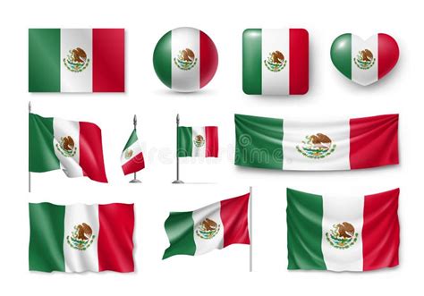 Diverse Vlaggen Van Het Land Van Mexico Vector Illustratie