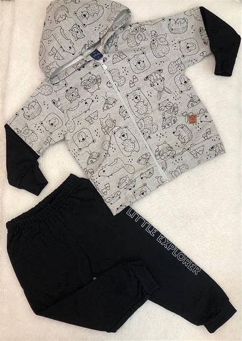 Conjunto Infantil De Frio Masculino Moletom Aberto Capuz Tipinhos