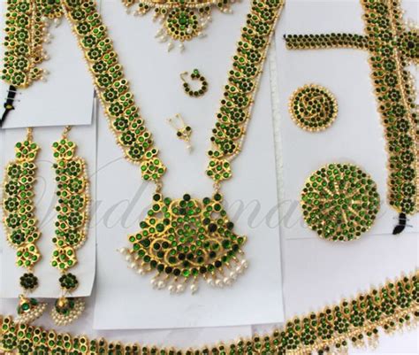 Pcs Full Green Stones South Indian Wedding Bridal Jewelry