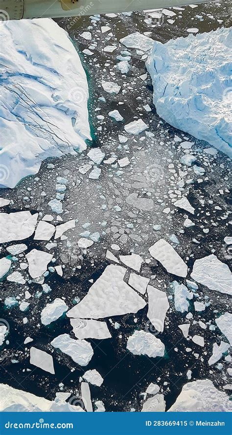 Aerial of. Ilulissat Icefjord in Greenland with Big Iceberg Stock Image ...