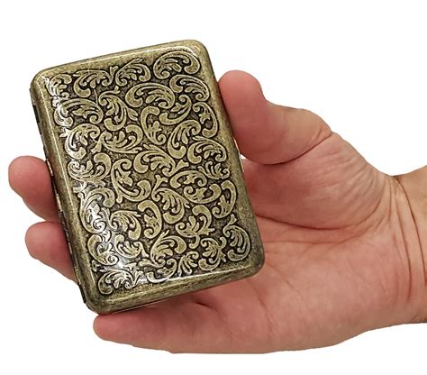 Antique Brass Paisley Cigarette Case Regular Size Cigarettes Bewild