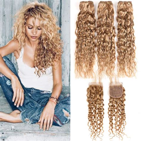 Amazon XCCOCO Honey Blonde Human Hair 3 Bundles Water Wave With