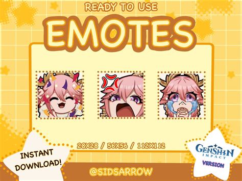 Twitch Emote Yae Miko Emotes Pack Hype Sad Angry Genshin Impact