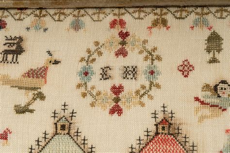 Lot Antique Embroidery Sampler