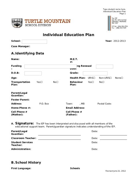 Individual Educational Plan Iep Doc Template Pdffiller