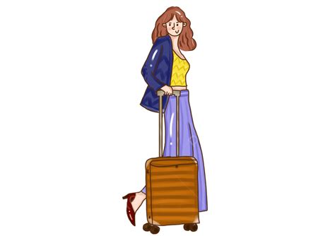 Traveling Suitcase Clipart Transparent Png Hd Cartoon Girl Travel