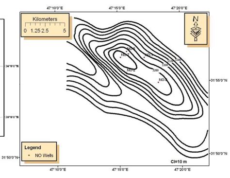 Structural Contour Map On Top Of Mishrif Formation At Noor Oil Field